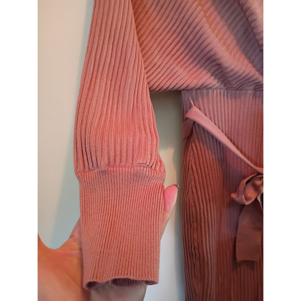 Love Tree Ribbed Knit Wrap Sweater Dress In Pink - Picture 5 of 7